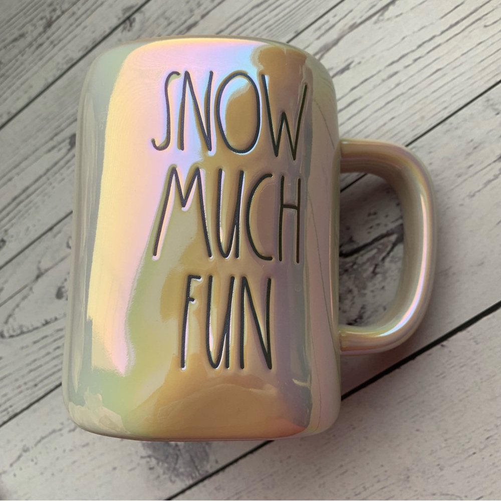 RAE DUNN - iridescent SNOW MUCH FUN mug